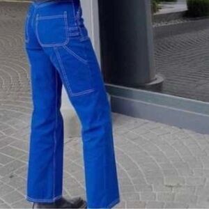 Zara Royal Blue Carpenter Cargo Pants With White Stitching Women’s Size US 2
